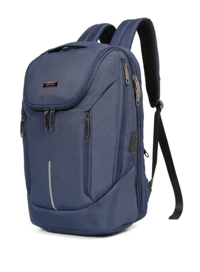 Teakwood Blue Teakwood 23L Business Unisex Laptop Backpack  | Fits up to 16 " Laptop | Premium  Navy blue Office & Travel Backpack | USB Charging Port | Trolley Sleeve | Water-Resistant | Multi-Compartment Durable Design  | Best Price UAE