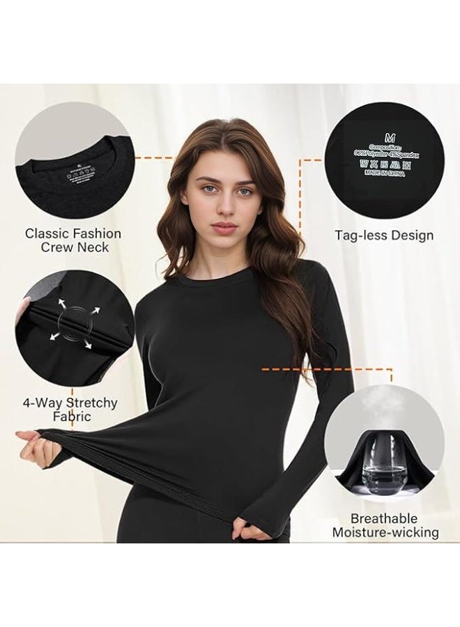 JOGAMS Thermal Underwear for Women Thermal Long Johns Top and Bottom Set Thermal Wear Clothes Pants Thermal Base Layer Long Sleeve Pajama Skiing Hiking Outdoor Sports - Image 3