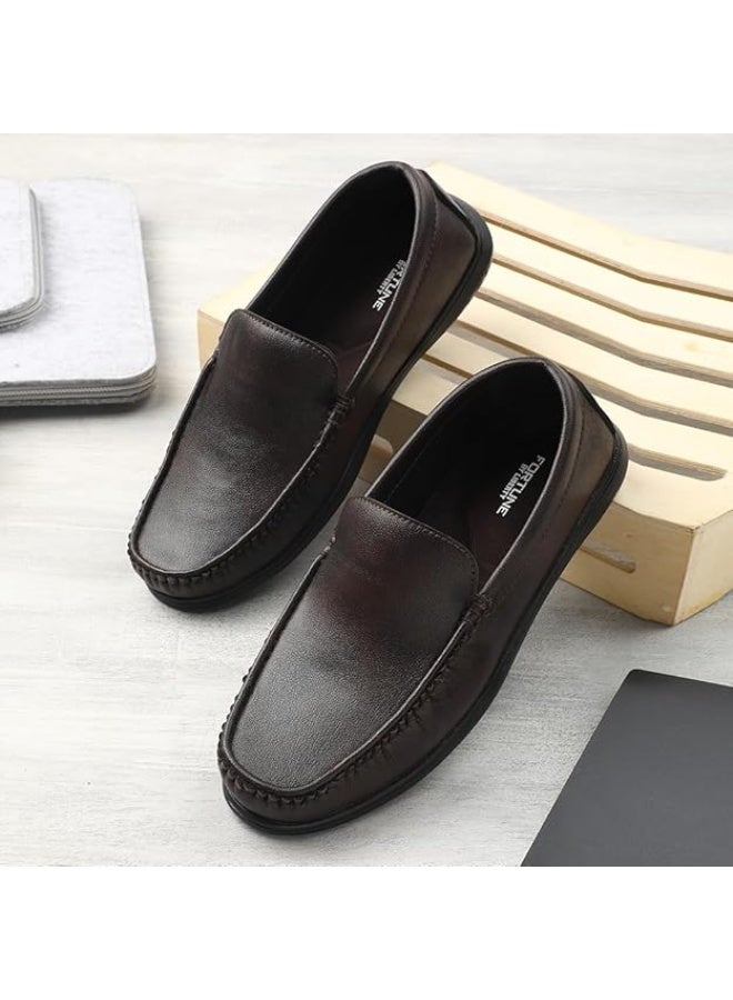 Liberty Fortune CLASSIK-1E Loafer Shoes for Men - Brown,  Non-Lacing Casual Formal Slip-On Loafers Stylish Shoes Ideal for Office, Party, Wedding, Kurta - Comfortable Lightweight - Image 4