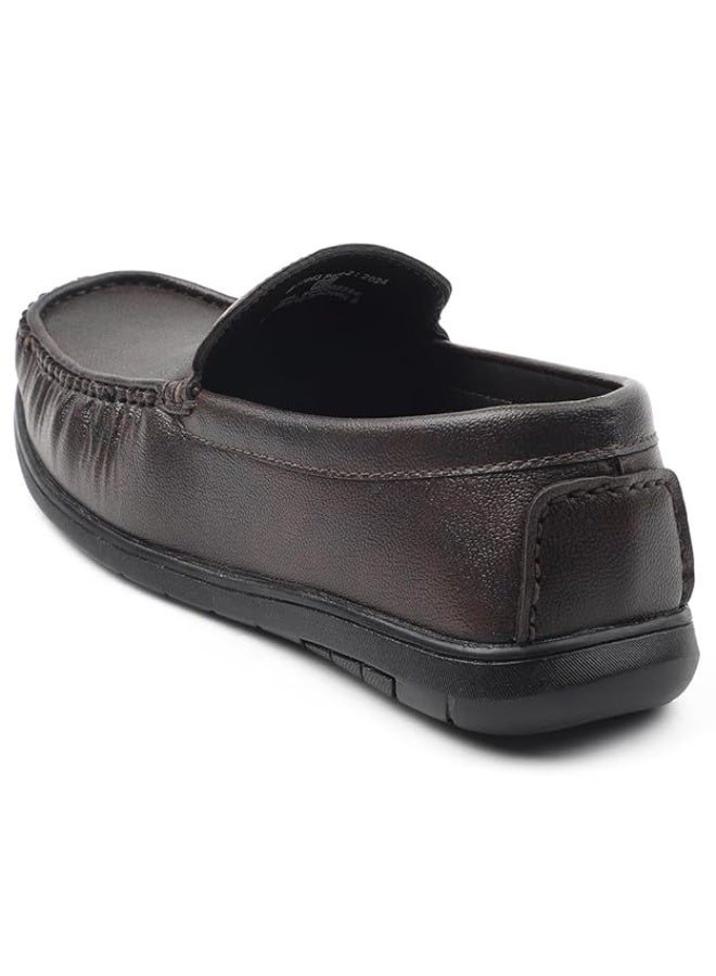 Liberty Fortune CLASSIK-1E Loafer Shoes for Men - Brown,  Non-Lacing Casual Formal Slip-On Loafers Stylish Shoes Ideal for Office, Party, Wedding, Kurta - Comfortable Lightweight - Image 3