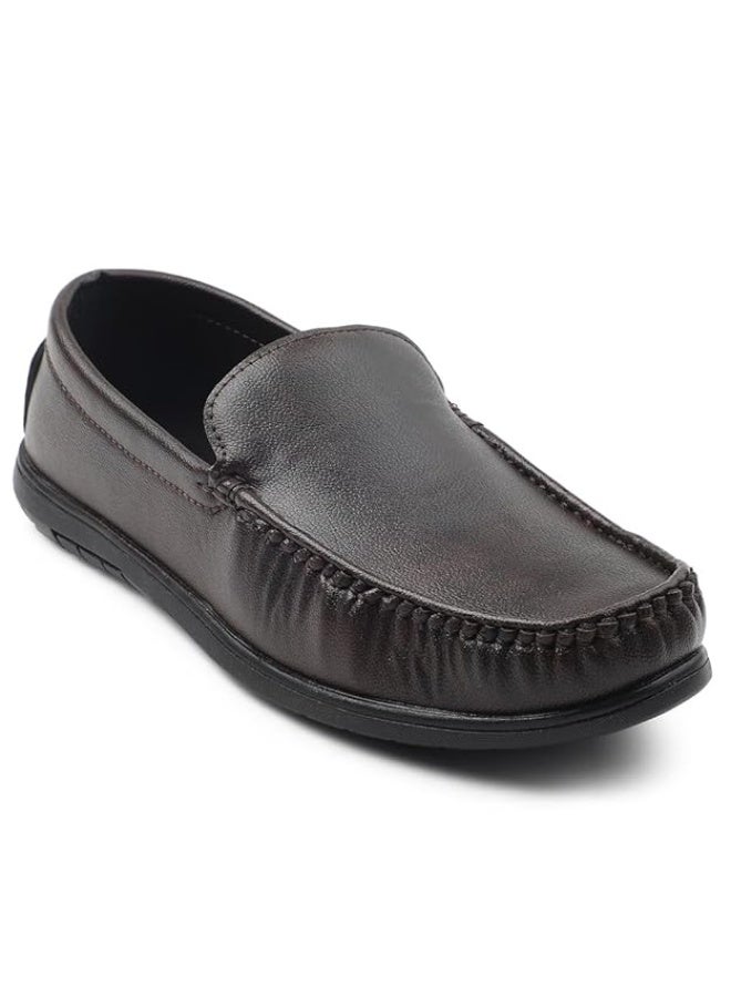 Liberty Fortune CLASSIK-1E Loafer Shoes for Men - Brown,  Non-Lacing Casual Formal Slip-On Loafers Stylish Shoes Ideal for Office, Party, Wedding, Kurta - Comfortable Lightweight - Image 1