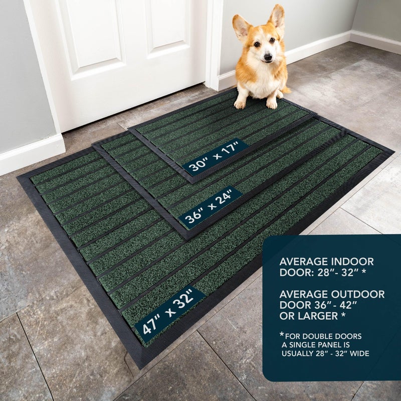 ubdyo Extra Durable Door Mat - Dirt Trapping Outdoor Welcome Mats - Non-Slip Outdoor Indoor Entrance - Low Profile Front Doormat (30" x 17", Bright Green) - Image 3