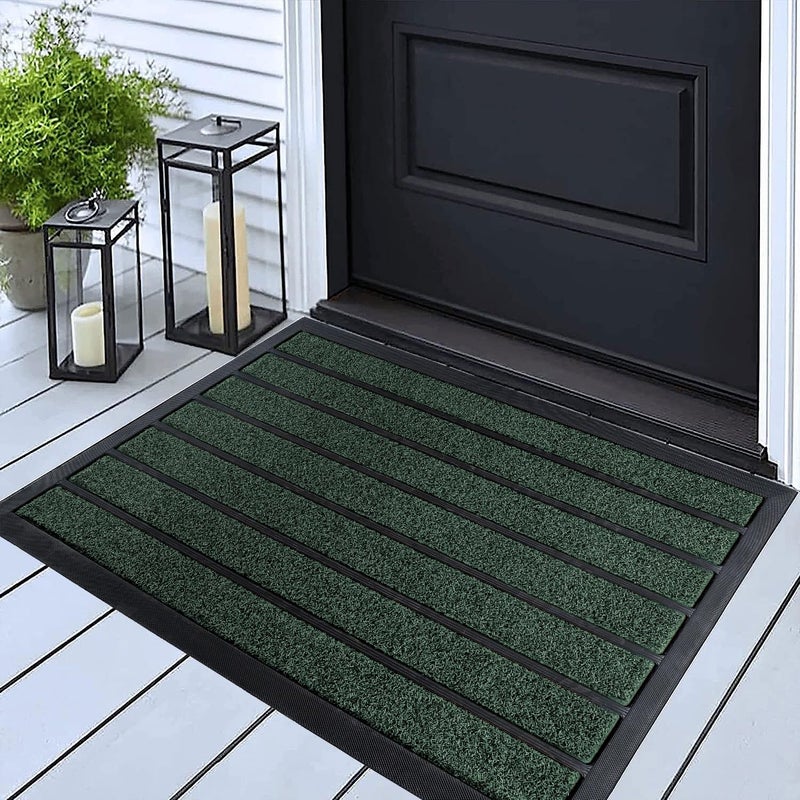 ubdyo Extra Durable Door Mat - Dirt Trapping Outdoor Welcome Mats - Non-Slip Outdoor Indoor Entrance - Low Profile Front Doormat (30" x 17", Bright Green) - Image 1