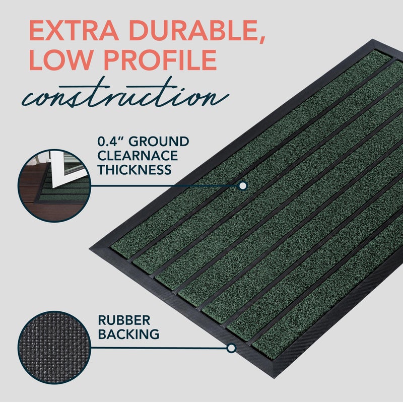 ubdyo Extra Durable Door Mat - Dirt Trapping Outdoor Welcome Mats - Non-Slip Outdoor Indoor Entrance - Low Profile Front Doormat (30" x 17", Bright Green) - Image 4