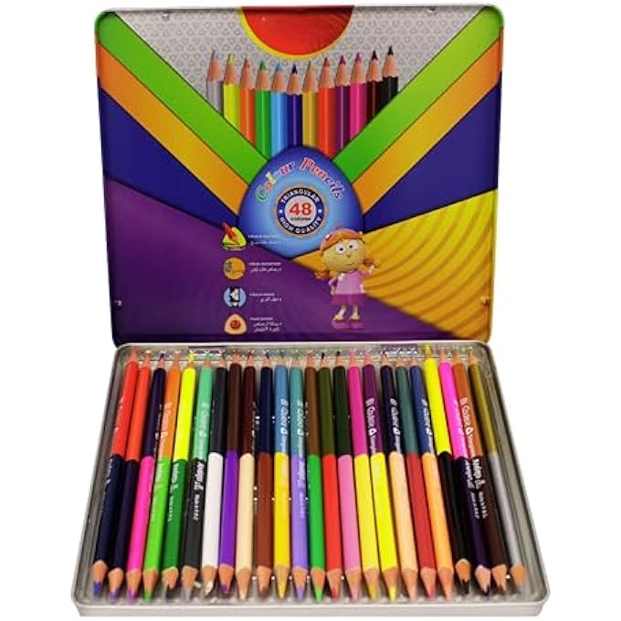 CS 72 COLOR PENCIL COMBO PACK INCLUDES 24 PCS SINGLE-SIDE AND 12 PCS DOUBLE-SIDE PENCILS WITH SHARPENERS IN METAL CASES FOR DRAWING SKETCHING SCHOOL AND CREATIVE ART PROJECTS - Image 2