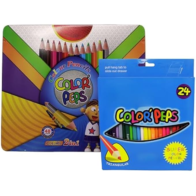 CS 72 COLOR PENCIL COMBO PACK INCLUDES 24 PCS SINGLE-SIDE AND 12 PCS DOUBLE-SIDE PENCILS WITH SHARPENERS IN METAL CASES FOR DRAWING SKETCHING SCHOOL AND CREATIVE ART PROJECTS - Image 1