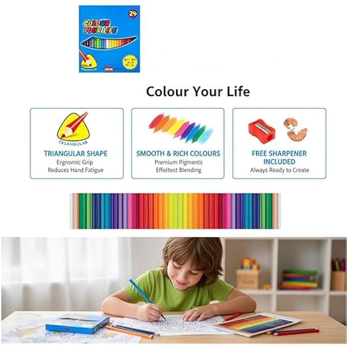 CS 72 COLOR PENCIL COMBO PACK INCLUDES 24 PCS SINGLE-SIDE AND 12 PCS DOUBLE-SIDE PENCILS WITH SHARPENERS IN METAL CASES FOR DRAWING SKETCHING SCHOOL AND CREATIVE ART PROJECTS - Image 5