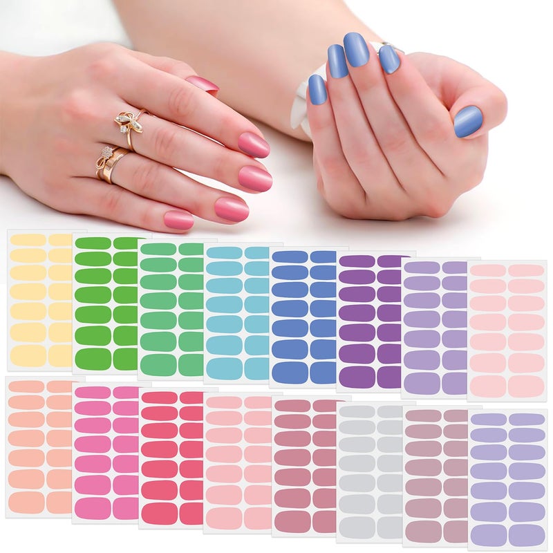 SILPECWEE 16 Sheets Youthful Solid Color Nail Wraps for Women Nail Polish Strips Gel Nail Strips Self Adhesive Nail Polish Stickers Fingernail Manicure Sticker Nail Art with 1pc Nail File - Image 1
