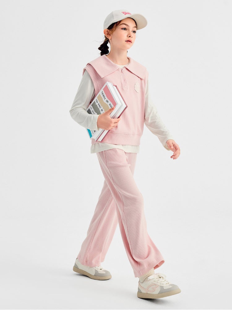 بالابالا طقم بطبقات مع توب طويل وبنطلون واسع للبنات - Image 2