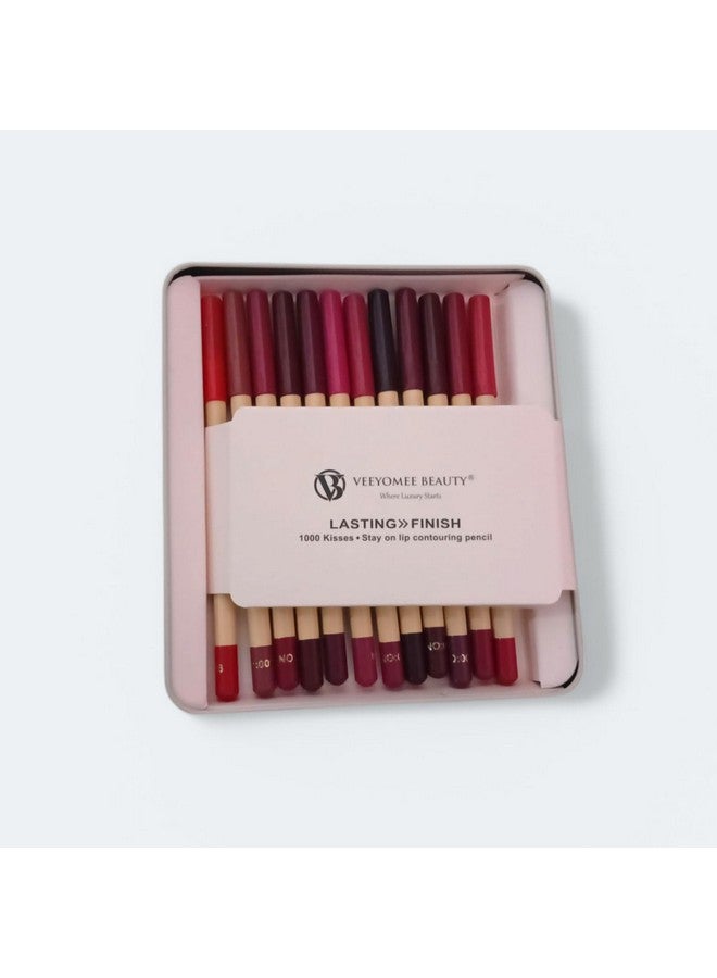 Lasting Lip Pencil Liner Set, 12 Red and Pink Shades - Image 2