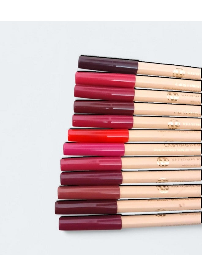 Lasting Lip Pencil Liner Set, 12 Red and Pink Shades - Image 4