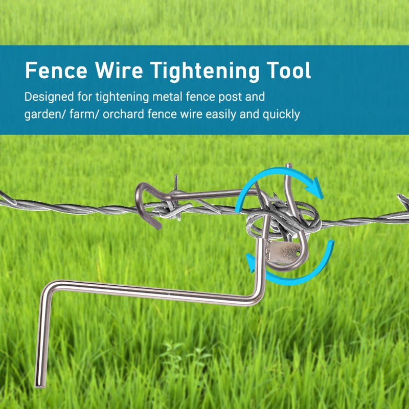 10 PCS Fence Wire Tightener with Tightening Handle Metal Fence Post Tensioners Garden Farm Orchard Fence Wire Tensioning Clips Tool - Image 2