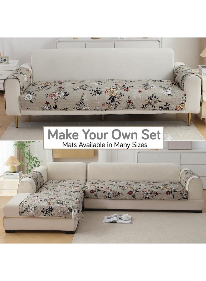 HOKIPO HOKIPO Polyester Printed Quilted Sofa Cover Mats For L Shape And 1/2/3 Seater Sofa. Make Your Own Sofa Cover Set, Mat Length 90(D) X 170(L) Cm, Floral Ash Grey (In-795-D3)  - Image 4