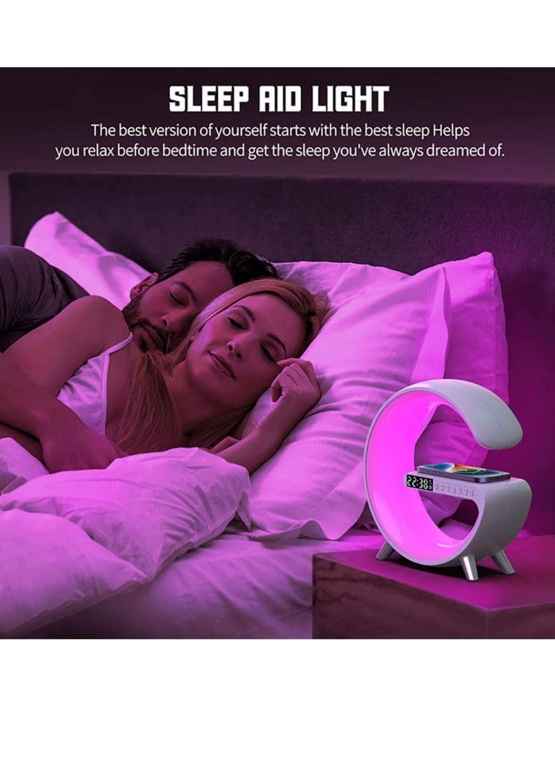 Generic - Bedside Table Lamp Desk Night Light with 15W Quick Wireless Charger and Bluetooth Speaker, Desk Lamp with Alarm Clock and 256 RGB Light Modes Bedroom Lamp As Sleep Aid White Noise Machine - Image 1