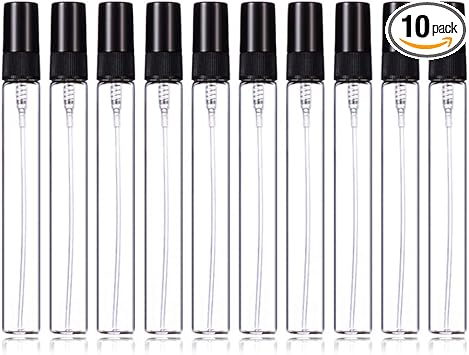 Enslz 10ml Perfume Mist Spray Bottles Refillable Mini Empty Travel Clear Refillable Atomizer Glass Bottles 10pcs 10ml Black - Image 1