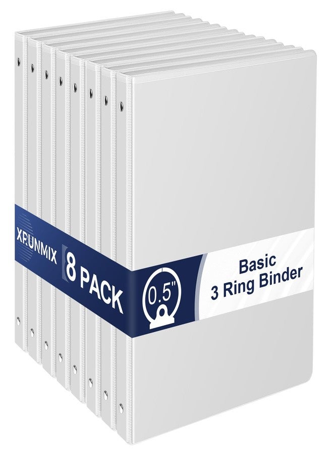 XRUNMIX 0.5-Inch 3-Ring-Binder with Pockets, 1/2'' Basic Binders 1-inch View Round Binders Holds 100 Sheets US Letter Size 8.5'' x 11'' - Bundle Packs Perfect for Home, Office, and School (0.5-inch) - Image 1