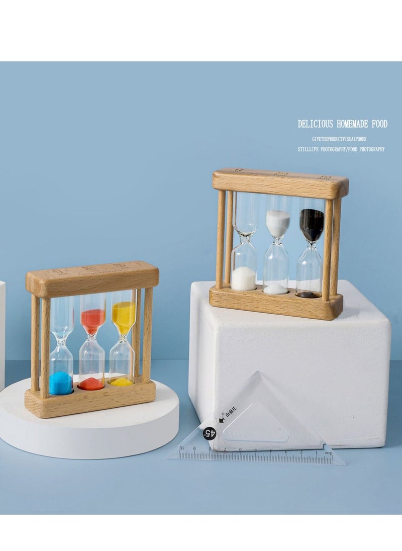 SYOSI - Wooden Sand Hourglass Timer Wood Frame Hourglass Sandglass Sand Clock Timer 1+3+5 Minute Mini Sand Timer Decoration Small Gift for Games Classroom Home Office Decoration - Image 1