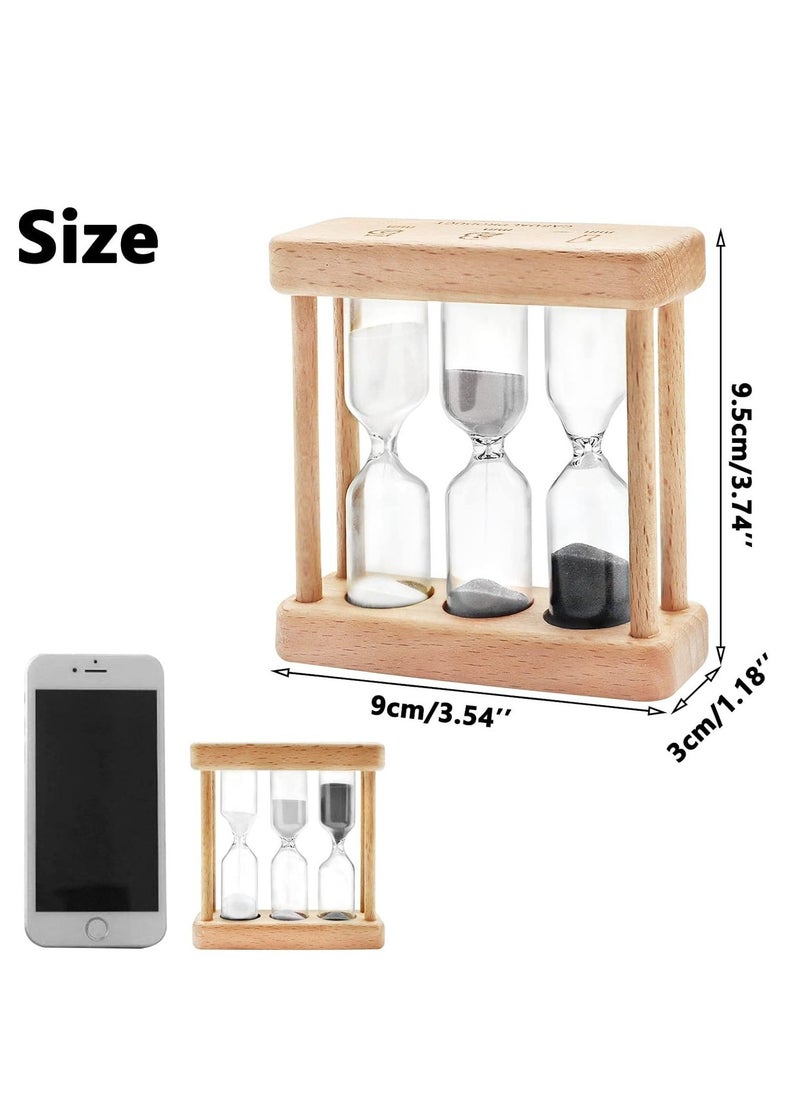 SYOSI - Wooden Sand Hourglass Timer Wood Frame Hourglass Sandglass Sand Clock Timer 1+3+5 Minute Mini Sand Timer Decoration Small Gift for Games Classroom Home Office Decoration - Image 1