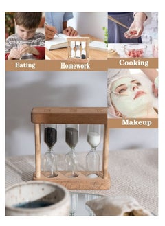 SYOSI Wooden Sand Hourglass Timer Wood Frame Hourglass Sandglass Sand Clock Timer 1+3+5 Minute Mini Sand Timer Decoration Small Gift for Games Classroom Home Office Decoration  - Image 2