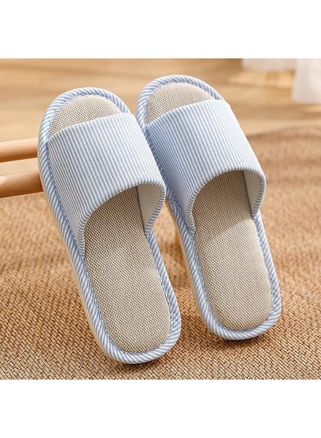 JIJIe Slippers for Women Men Linen Slippers Open Toe House Shoes Summer Sandals for Indoor Outdoor Bedroom - Image 1