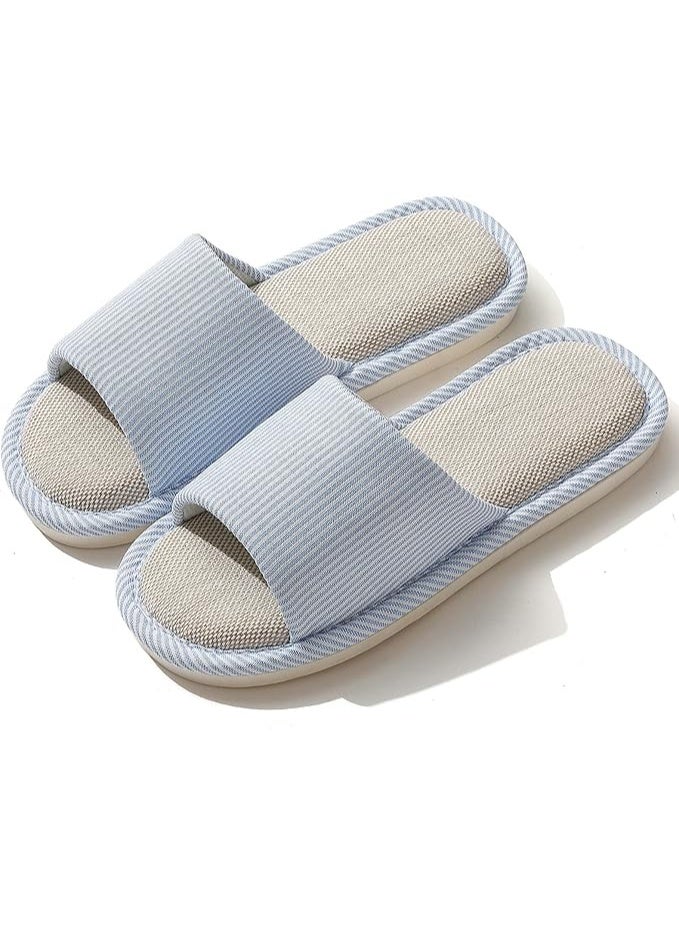 JIJIe Slippers for Women Men Linen Slippers Open Toe House Shoes Summer Sandals for Indoor Outdoor Bedroom - Image 2