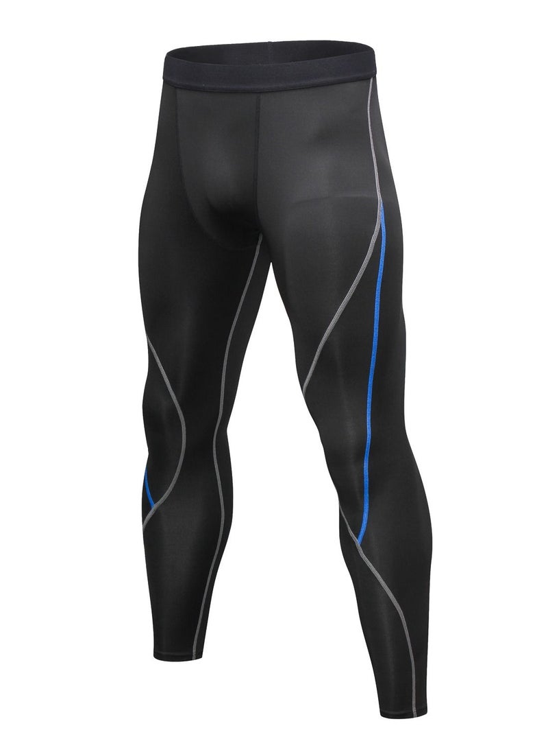 Loquat Men Quick Dry Breathable Elastic Running Trousers Black/Blue  - Image 1