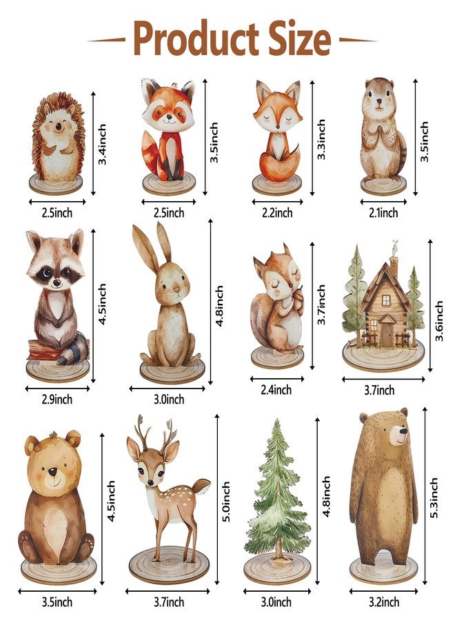 DAECHAO 12 Pack Woodland Animals Baby Shower Decorations, Kid Forest Happy Birthday Decoration Centerpieces for Tables Woodland Nursery Animal Decor Home Office Farmhouse - Image 2
