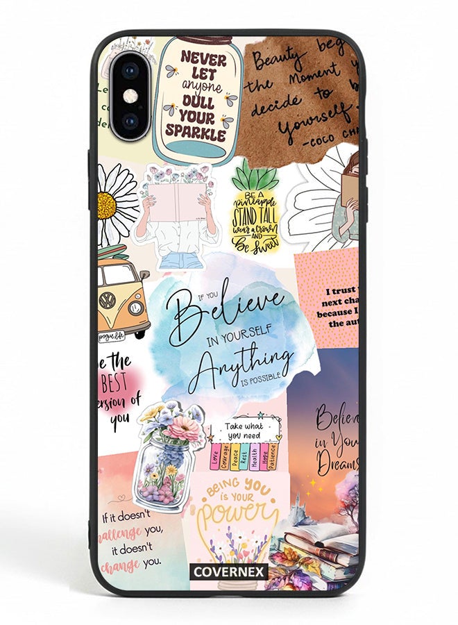 Covernex Apple iPhone Xs Max Protective Case Cover Printed Featuring Inspirational Themed with Floral and Travel Elements - Image 2