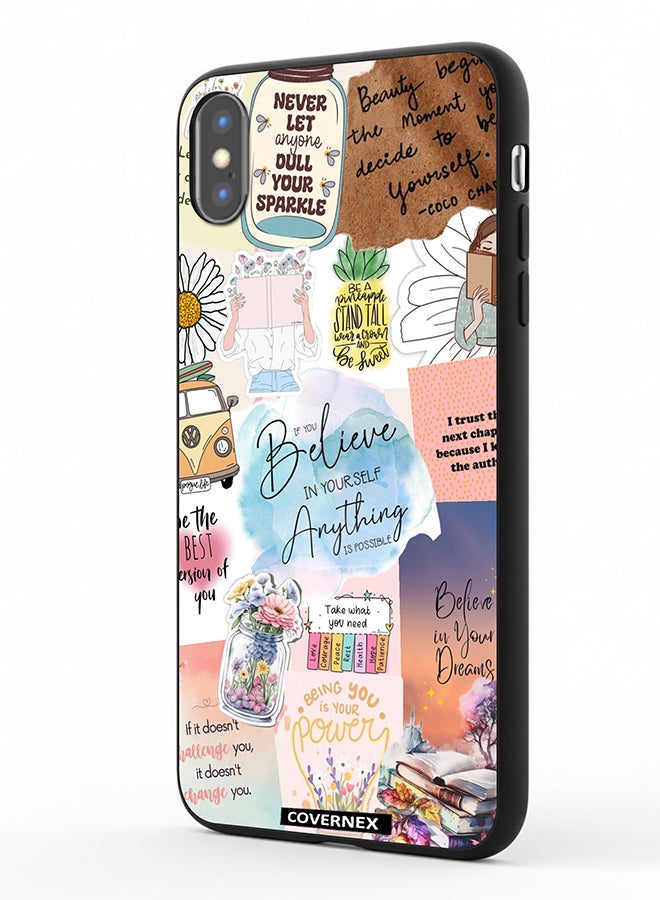 Covernex Apple iPhone Xs Max Protective Case Cover Printed Featuring Inspirational Themed with Floral and Travel Elements - Image 1