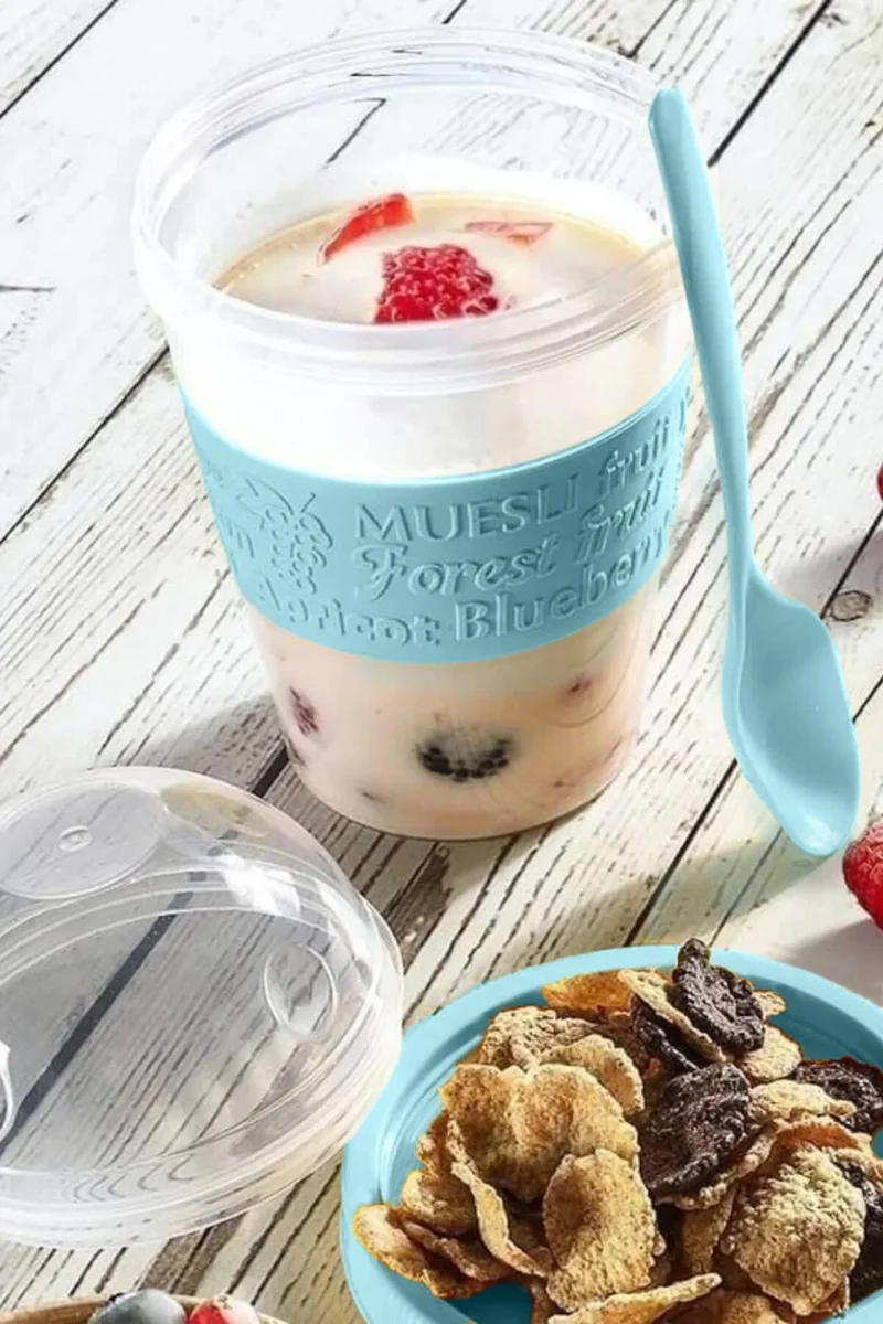 بلاك دير Go Detox with Lid and Spoon Prepare and Go Fruit Yogurt Muesli Cup Nutrition Diet 600 ml