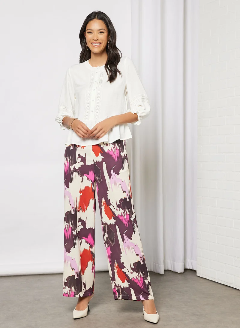 Jacqueline de Yong Button Placket Peplum Top