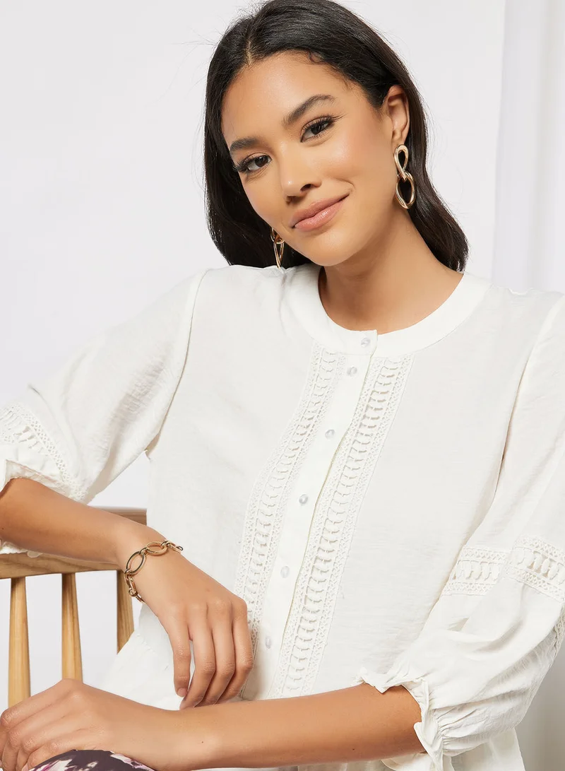 Jacqueline de Yong Button Placket Peplum Top