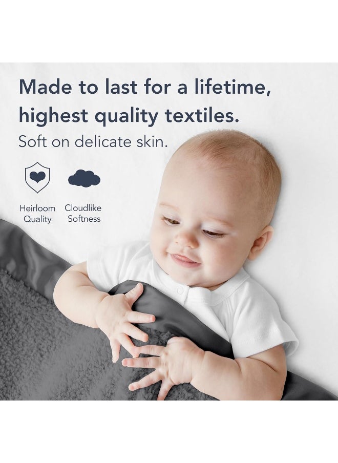 Little Giraffe Little Giraffe Baby Blanket - Chenille Soft Blanket with Satin Trim - Baby Stroller Blanket - Newborn Baby Essentials & Gifts - 29" x 35" - Charcoal  - Image 2