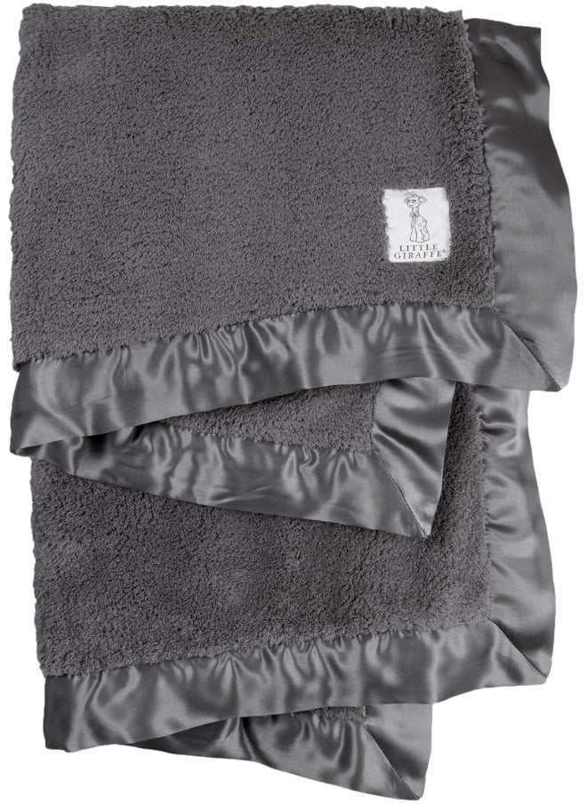 Little Giraffe Little Giraffe Baby Blanket - Chenille Soft Blanket with Satin Trim - Baby Stroller Blanket - Newborn Baby Essentials & Gifts - 29" x 35" - Charcoal  - Image 1