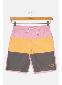 Reebok Kids Boy Brand Logo Swimwear Board Shorts, Pink  - Image 1