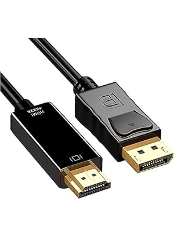 Yiany 4K DisplayPort to HDMI Cable,Yiany1.8m Gold-Plated DP to HDMI Adapter Compatible for Lenovo, HP, Dell, GPU, AMD, NVIDIA, ASUS - 6 Feet