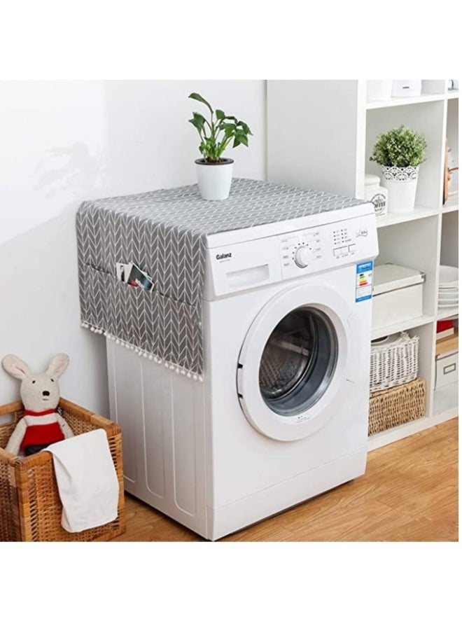 Generic Washing Machine Dustproof Cover, 55cm × 130cm Anti-Stain Waterproof Washer and Dryer Protection Covers for The Top, Anti-Slip Refrigerator Fridge Dust Cover with Storage Bag (1pcs)  - Image 1