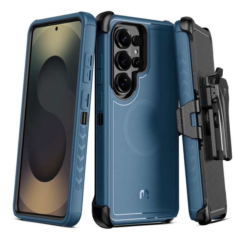 M MYBAT PRO for Samsung Galaxy S26 Ultra Case with Belt Clip Holster,Heavy Duty Protection Case for Galaxy S26 Ultra,Anti-Drop,Shockproof Cover,with 360Â°Rotating Kickstand Blue - Image 1