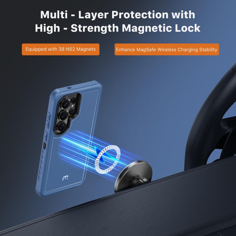 M MYBAT PRO for Samsung Galaxy S26 Ultra Case with Belt Clip Holster,Heavy Duty Protection Case for Galaxy S26 Ultra,Anti-Drop,Shockproof Cover,with 360Â°Rotating Kickstand Blue - Image 4