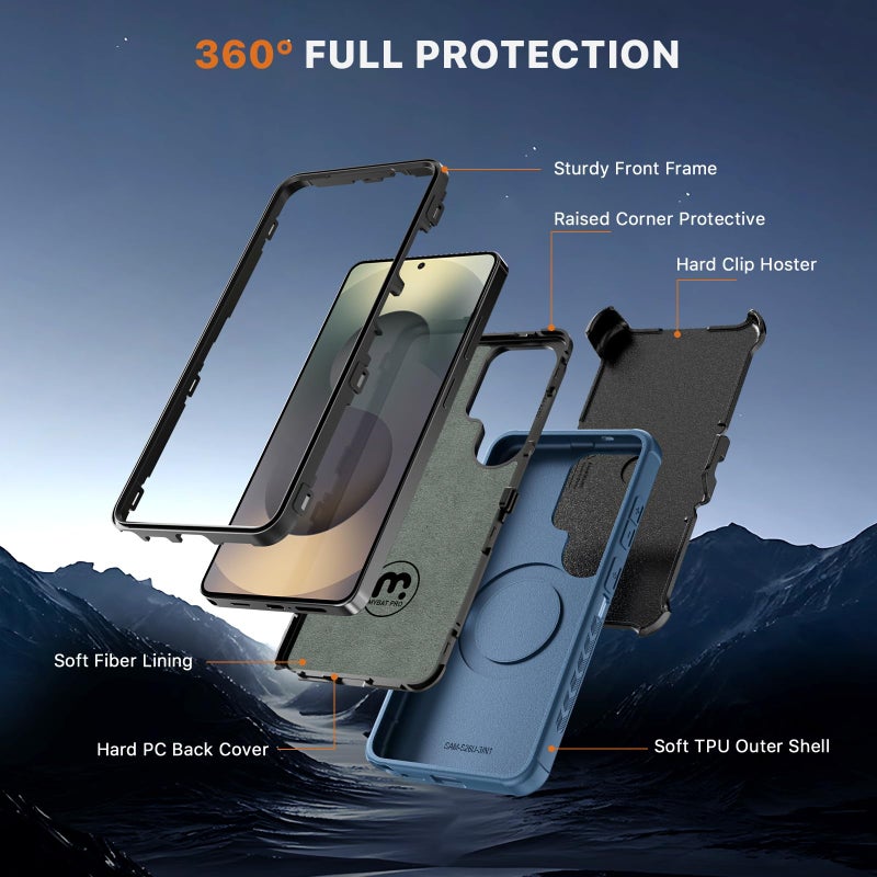 M MYBAT PRO for Samsung Galaxy S26 Ultra Case with Belt Clip Holster,Heavy Duty Protection Case for Galaxy S26 Ultra,Anti-Drop,Shockproof Cover,with 360Â°Rotating Kickstand Blue - Image 5