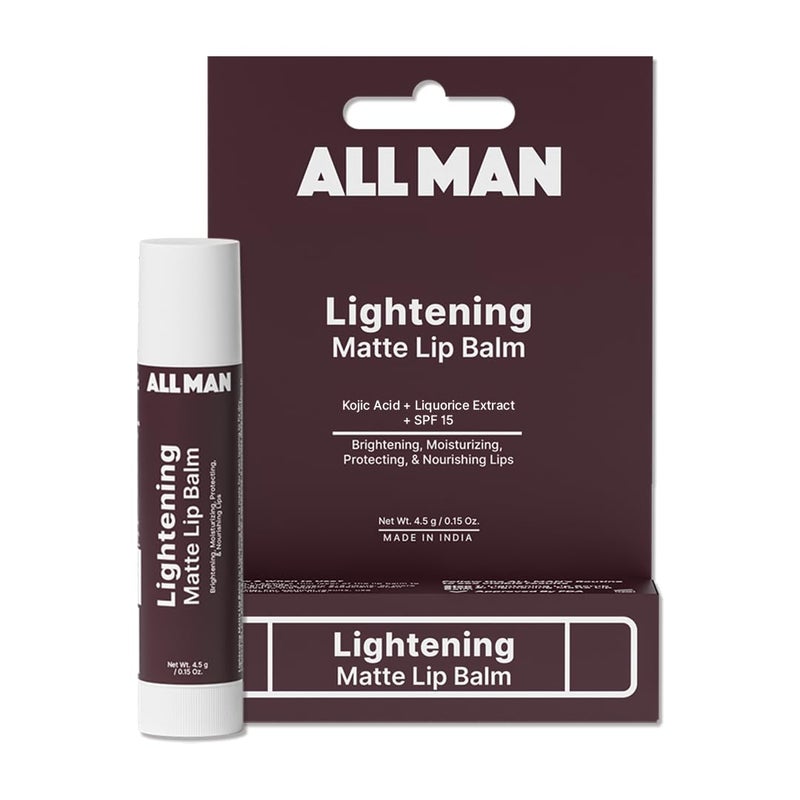Allman ALL MAN Lightening Lip Balm for Dark Chapped Dry Lips with SPF 15 Kojic Acid for Brightening Hydration Men 45g - Image 1