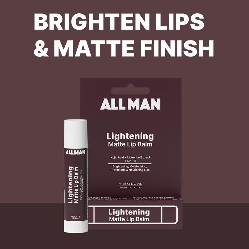 Allman ALL MAN Lightening Lip Balm for Dark Chapped Dry Lips with SPF 15 Kojic Acid for Brightening Hydration Men 45g - Image 2