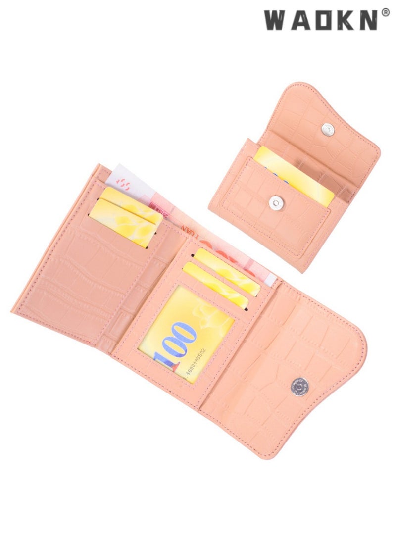 WAOKN Women's Small Leather Minimalist Wallet,Trendy short women's wallet with stone pattern PU material,simple and elegant, multi-card slots, small coin purse  - Image 2
