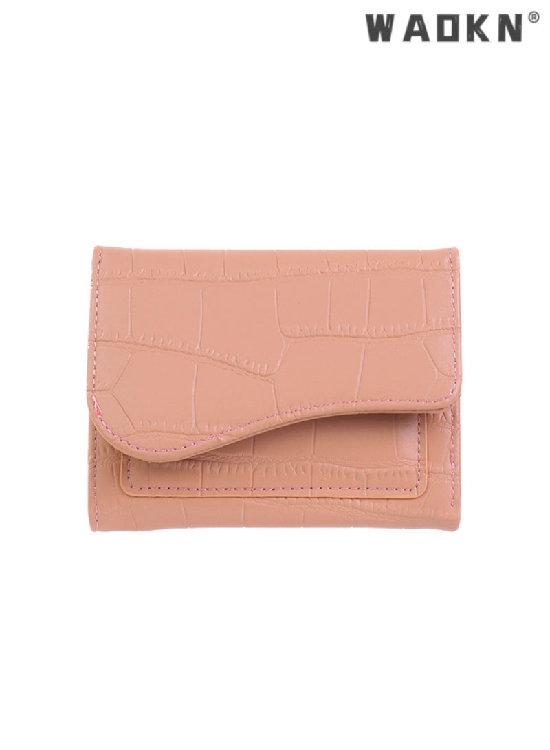 WAOKN Women's Small Leather Minimalist Wallet,Trendy short women's wallet with stone pattern PU material,simple and elegant, multi-card slots, small coin purse  - Image 4