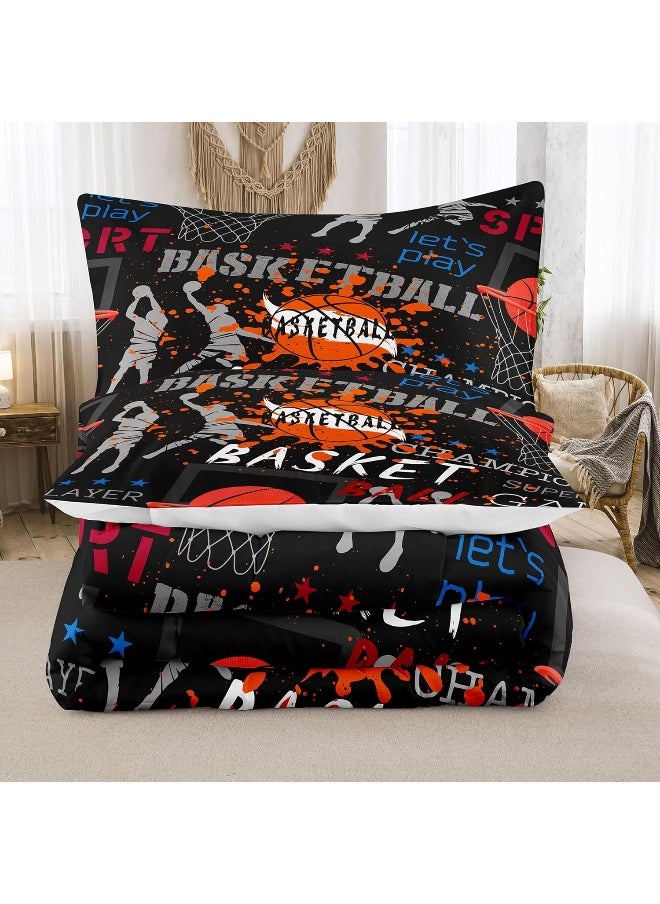 Generic NINENINE Basketball Comforter Set Queen Size Sports Bedding for Boys Teens Basketball Fire Player Comforter Tie Dye Bed Set with 1 Comforter 2 Pillowcases  - Image 3