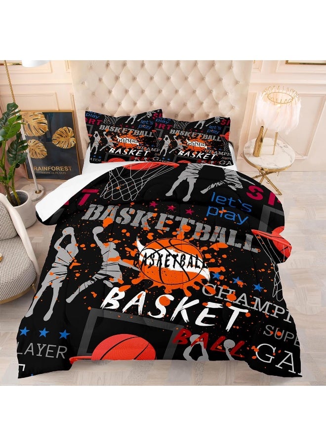 Generic NINENINE Basketball Comforter Set Queen Size Sports Bedding for Boys Teens Basketball Fire Player Comforter Tie Dye Bed Set with 1 Comforter 2 Pillowcases  - Image 1