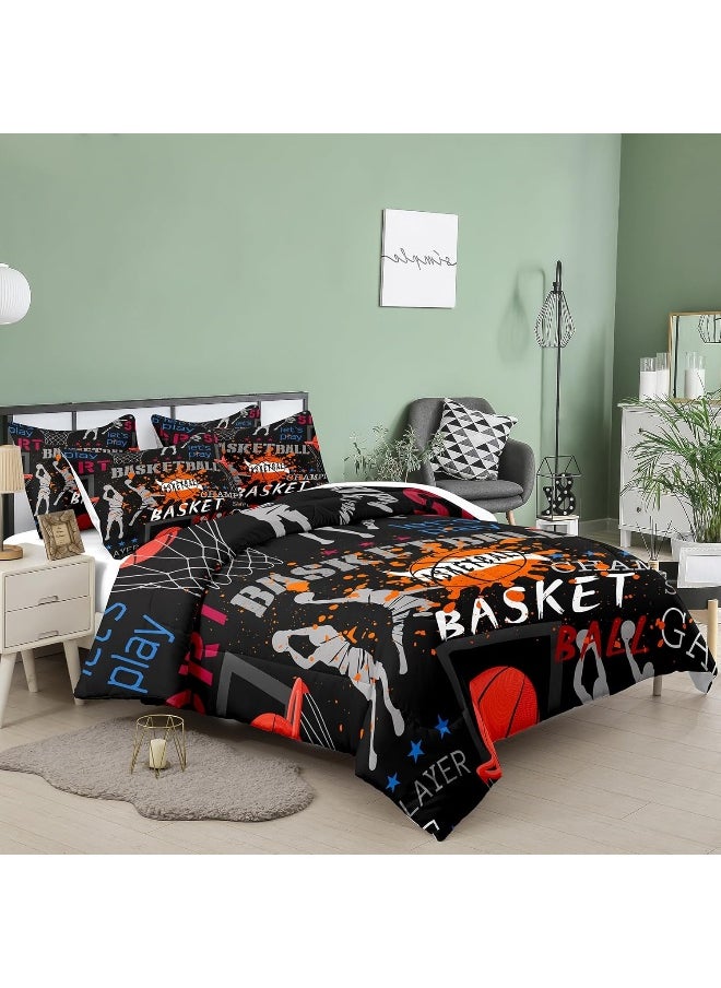 Generic NINENINE Basketball Comforter Set Queen Size Sports Bedding for Boys Teens Basketball Fire Player Comforter Tie Dye Bed Set with 1 Comforter 2 Pillowcases  - Image 2