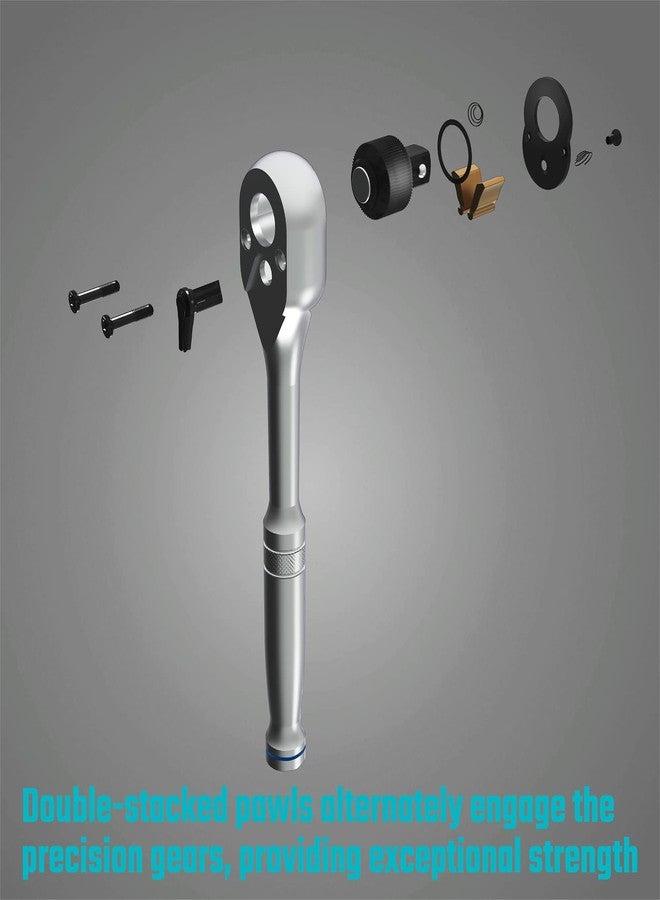 DURATECH 3/8-Inch Drive Ratchet, Quick-Release Ratchet Wrench, 72-Tooth, Reversible Switch, Full-Polished Chrome Plating, Alloy Steel - Image 5