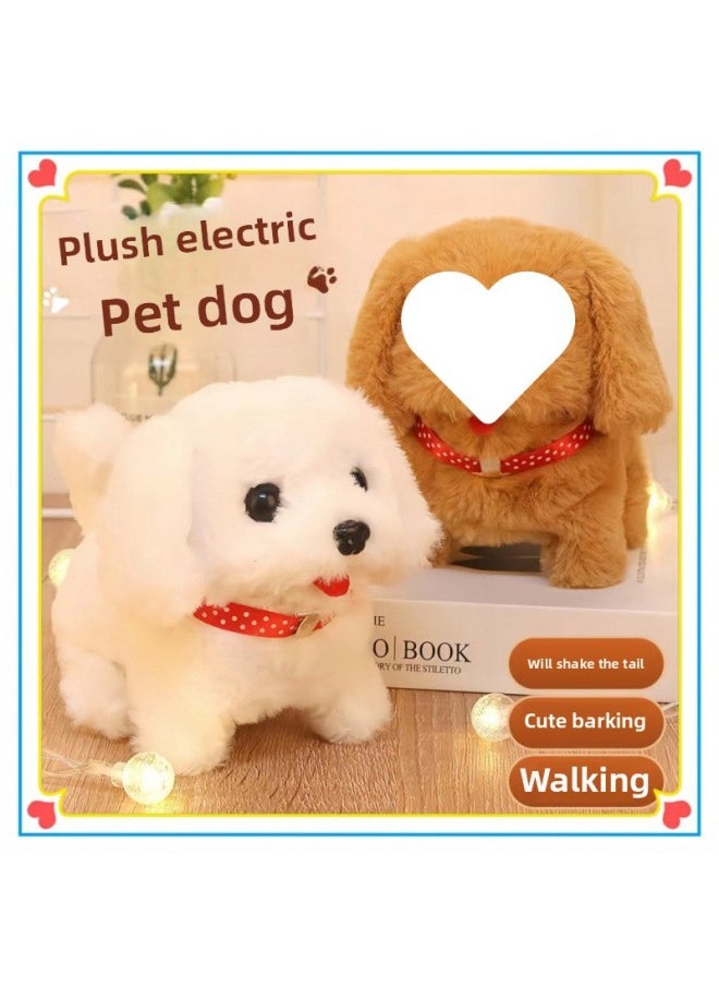 Children's Toys Dogs Can Walk And Call Babies Simulation Electric Plush Puppies Cute Boys And Girls-Color:Collar Golden Retriever-Specifications:Ordinary Battery + Traction Rope + Bell [25% Of People Choose]  - Image 2