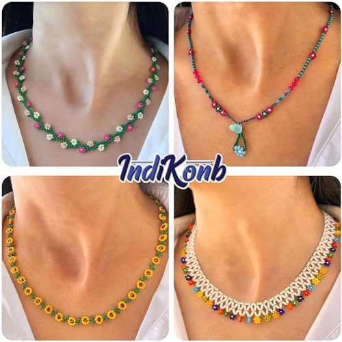 INDIKONB 7500 Multicolour Seed Beads Set - 8/0 Size (Bead Size 3mm), Bright Assortment, 15 Colors, Small Glass Beads - Image 5